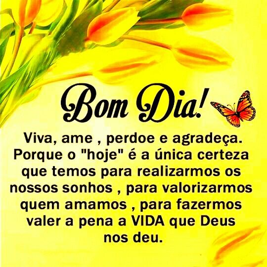 Viva o hoje e agradeça sempre, bom dia.