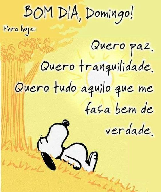 Um domingo de paz e tranquilidade pra você.