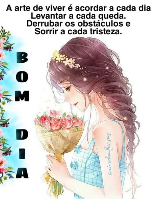 Bom dia com buquê de flores