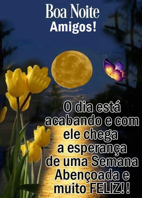 Boa noite amigos esperança de uma semana feliz.