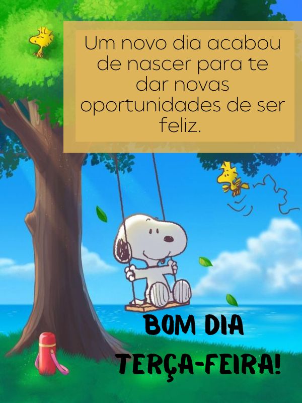 Bom dia terça-feira frases animadas Snoopy