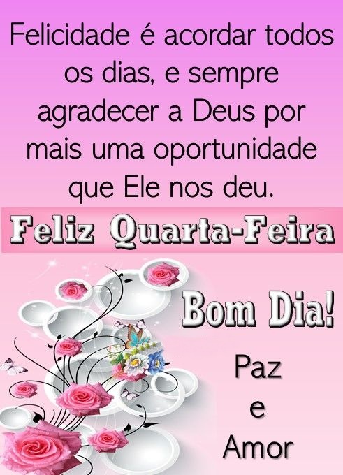 Bom dia quarta-feira paz e amor.