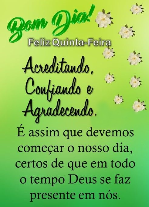 Bom dia quinta-feira confiando e agradecendo