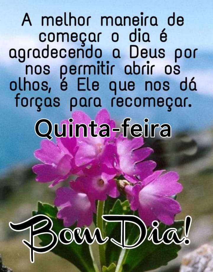 Bom dia quinta-feira forças para recomeçar.