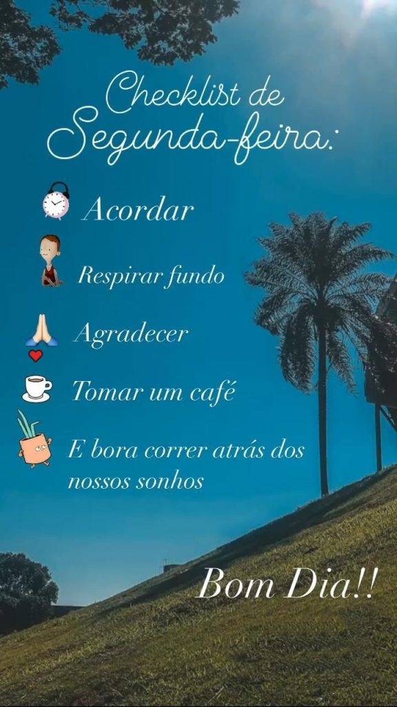 Bom dia segunda-feira checklist.