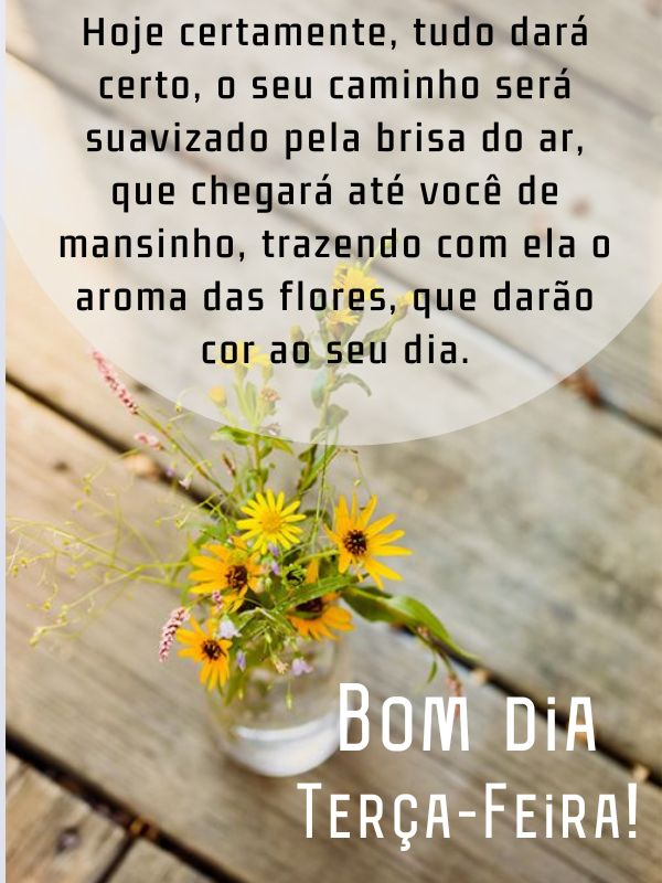 Bom dia terça-feira com aroma das flores