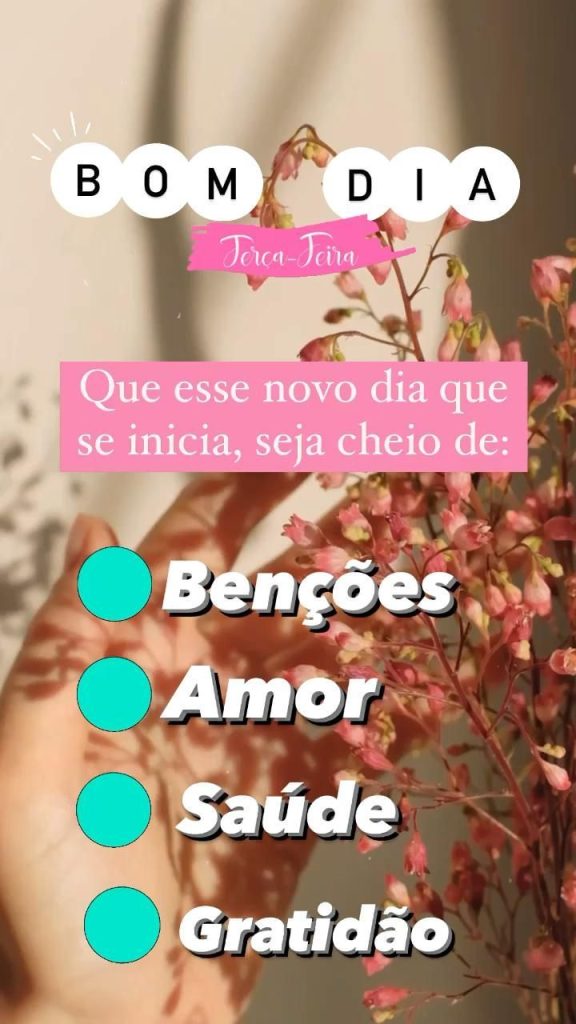 Bom dia terça-feira de bênçãos, amor, saúde, gratidão.