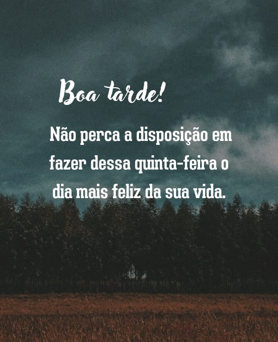 Tarde de quinta-feira a mais feliz de todos os dias