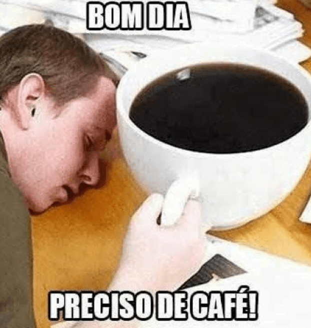 Bom dia engraçado com café