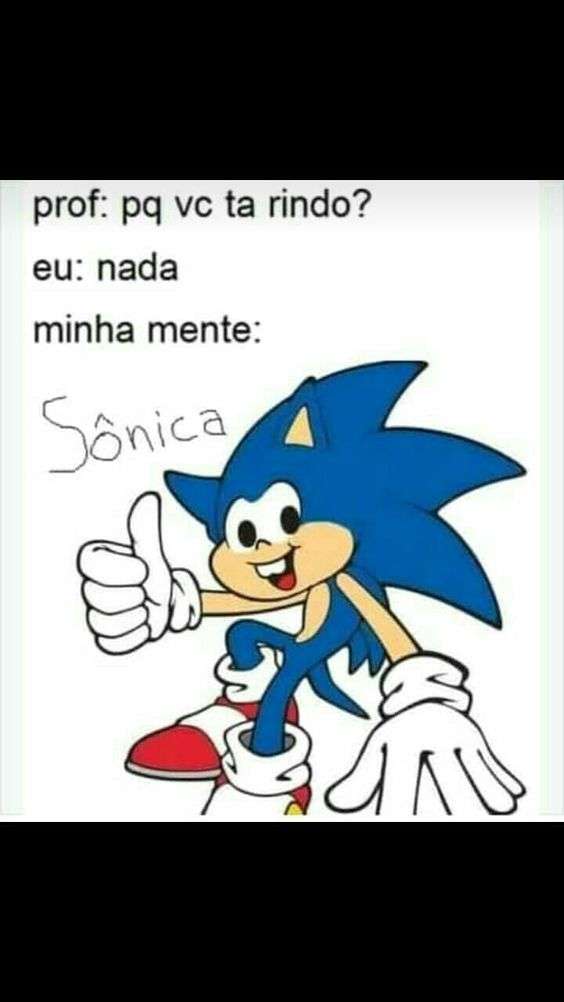 Meme com imagem desenho de sônica