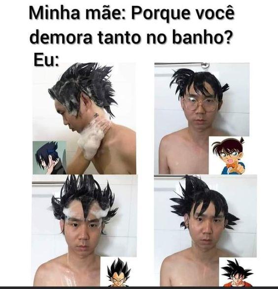 Memes engraçados penteados na hora do banho