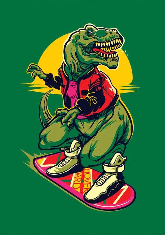 Papel de parede dinossauro andando de skate