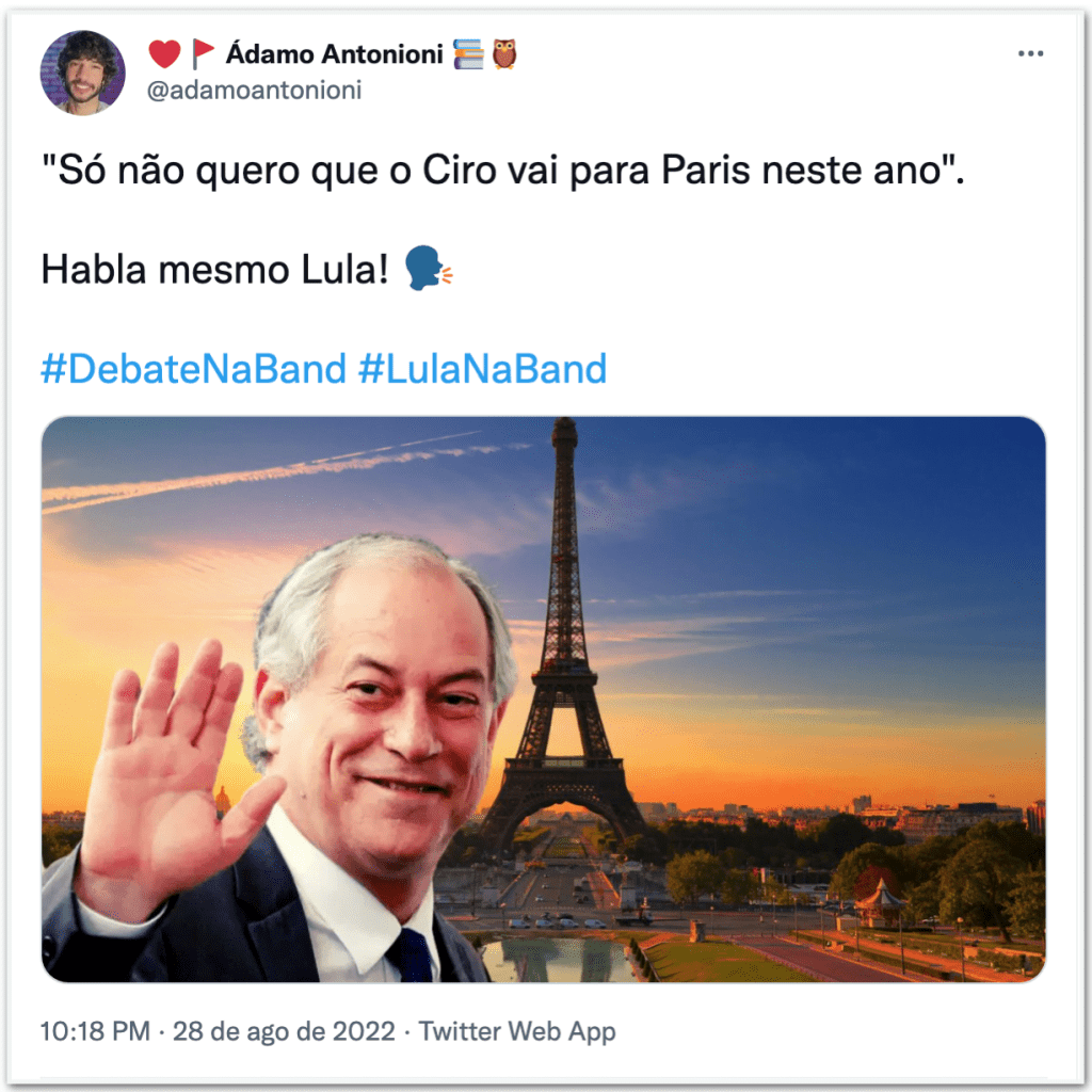 Ciro viajando pra Paris depois depois do debate ....