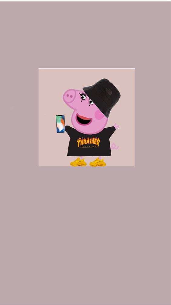 Wallpaper Peppa pig vestida de preto