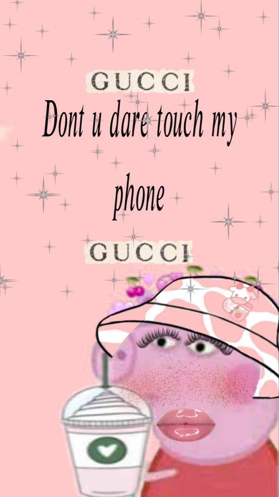 Wallpaper Peppa pig vestida om gucci