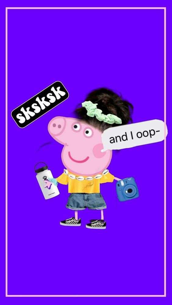 Wallpaper Peppa pig com cabelo preto