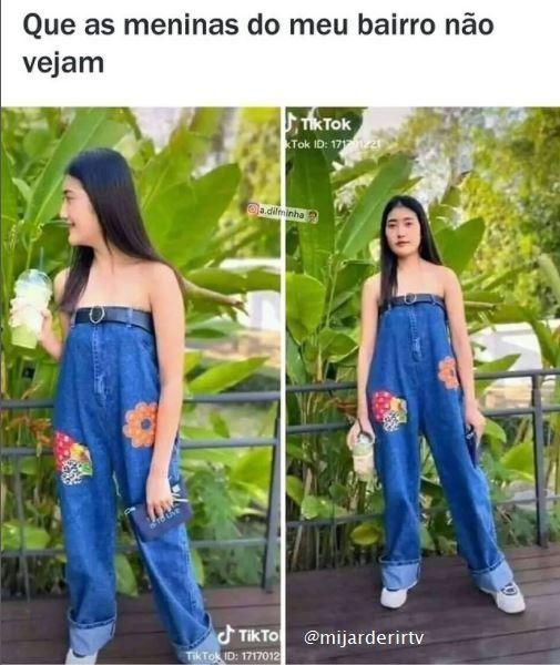 Memes engraçados menina estida apenas com uma calça