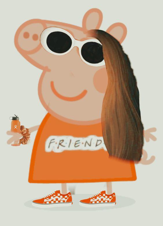 Wallpaper Peppa pig com cabelos claros escorridos