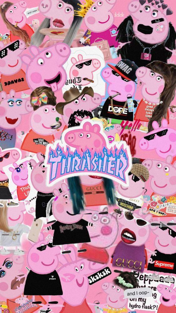 Wallpaper Peppa pig colagem de várias imagens