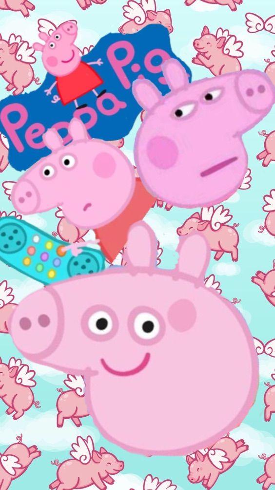 Wallpaper Peppa pig com porcos voando