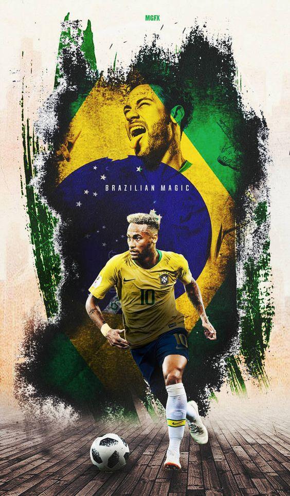 Imagem da Bandeira do Brasil e Neymar