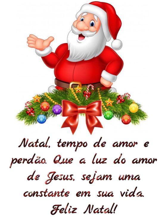 imagem de fundo branco com papai noel e mensagem de natal