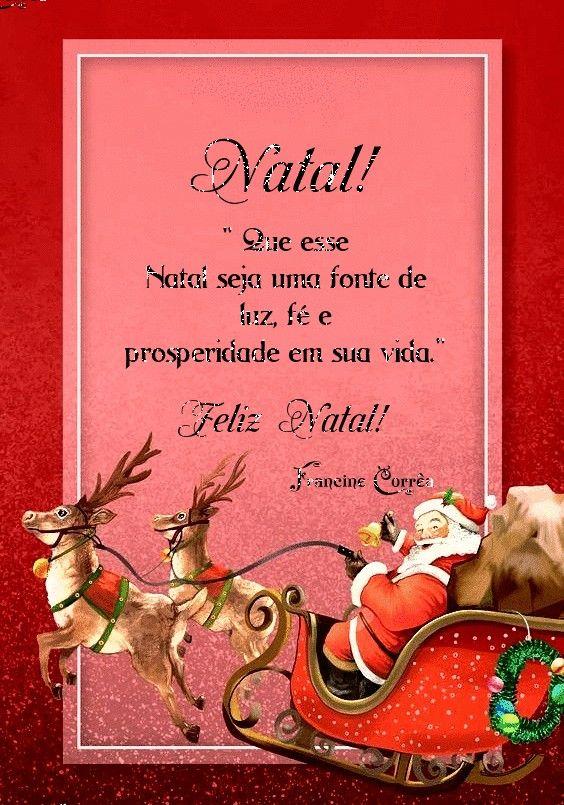 Papai Noel voando em seu trenó com frase de natal