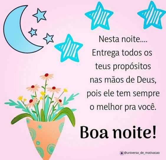 Frases de Boa noite com amor e carinho - coloque seus propósitos nas mãos de Deus