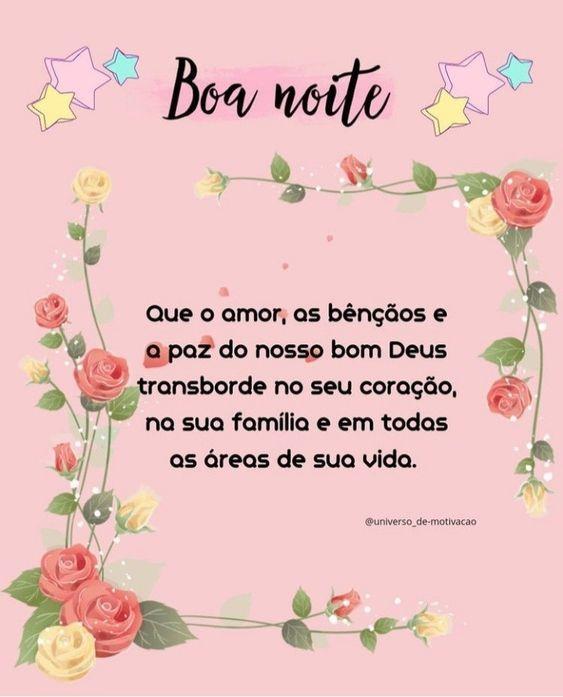 Frases de Boa noite com amor e carinho - com bênçãos para a minha família