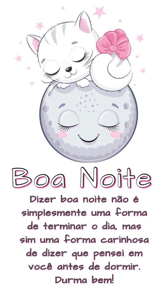 gatinha dormindo em cima da lua, e frase de durma bem.  