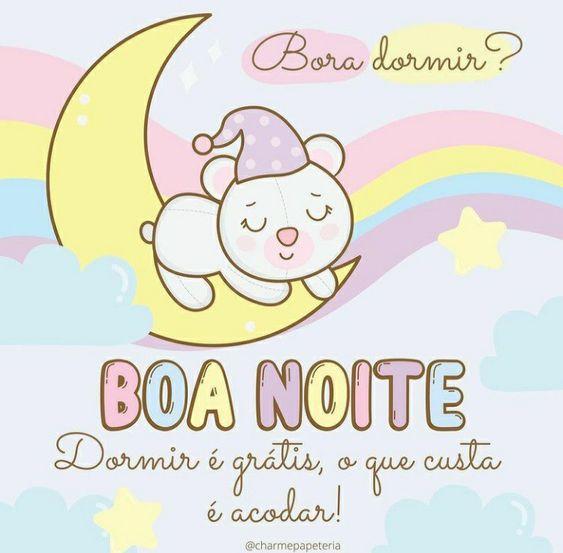 Fundo colorido com urso dormindo na lua e frase de Dormir é grátis, mas o custo está em acordar.