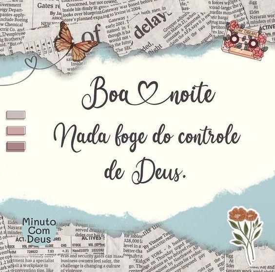 Fundo de papel jornal e mensagem lembrando que nada foge do controle de Deus.