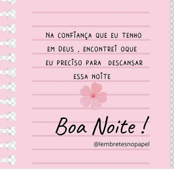 Fundo rosa de uma folha de papel com frase de boa noite descansando na tranquilidade da fé em Deus.