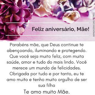 Flores roxas com texto de aniversário para mãe