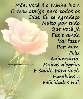 Feliz Aniversário, muitas alegrias e saúde para você mãe