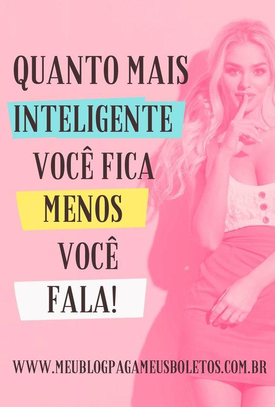 Fundo rosa com imagem de uma mulher fazendo sinal de silêncio, e frases que diz que silêncio é sinal de inteligência. 