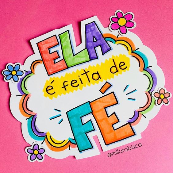 Fundo colorido com frases sobre ser feita de Fé e Esperança