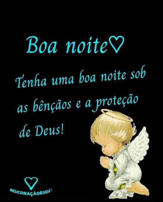 Fundo preto com anjo e um boa noite