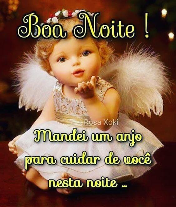 Lindo anjo da guarda com frase de boa noite