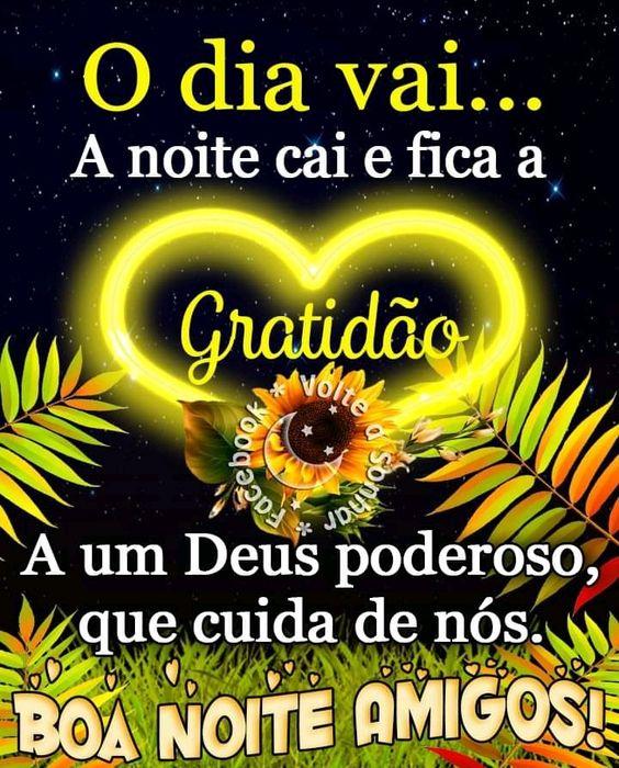 Coração amarelo com frase de boa noite